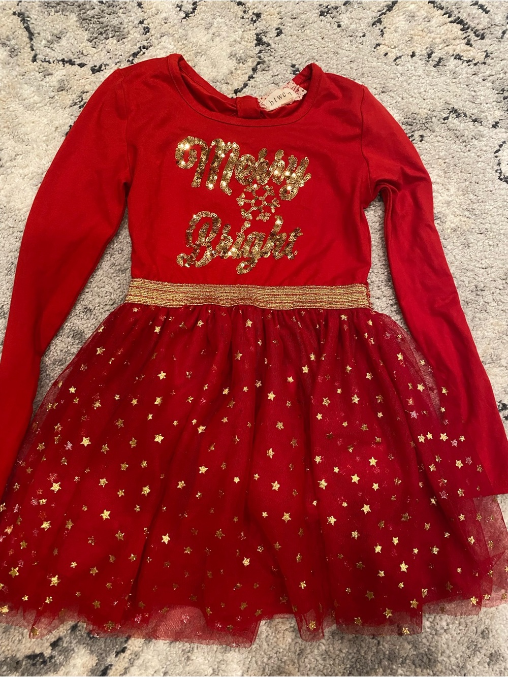 btween Red and Gold 'Merry & Bright' Tulle Holiday Dress